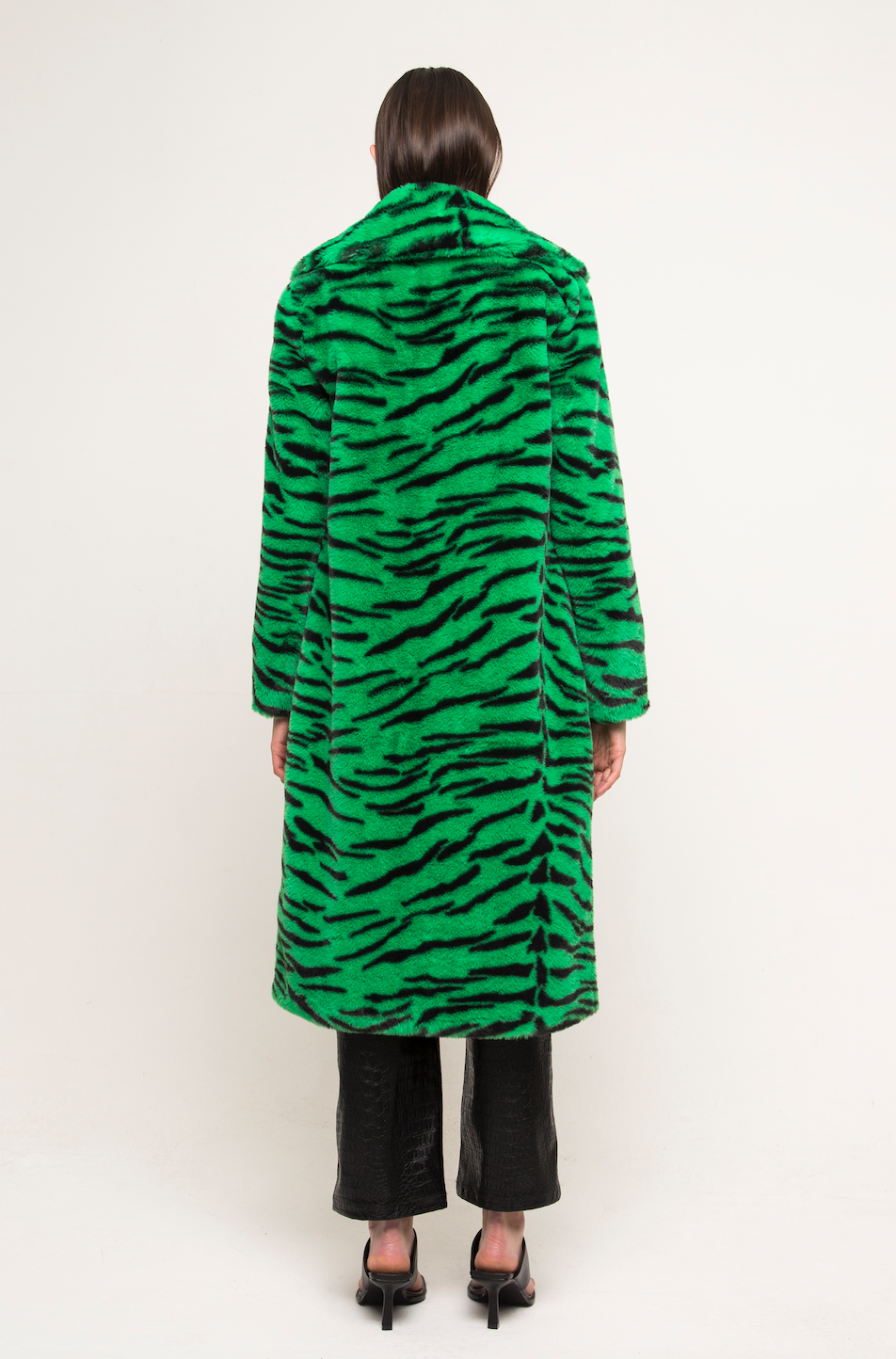 KAI FAUX FUR COAT GREEN TIGER